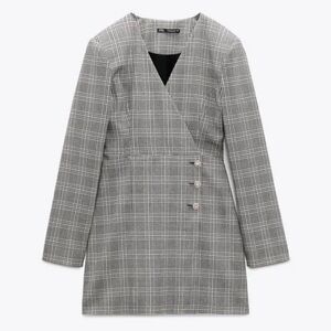 ZARA Black and White Glen Plaid Dress with Black Inset
